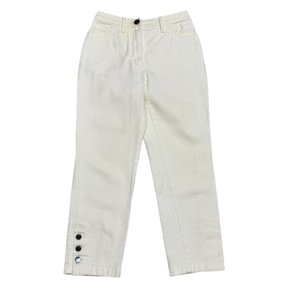 CHANEL Vintage 90s Luxury Designer White Denim Straight Leg Jeans Womens 4 Small - Picture 1 of 8